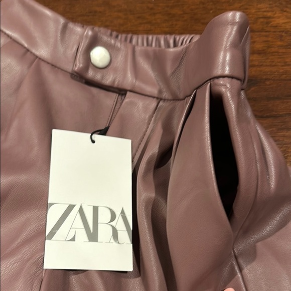 Zara Girls’ Faux Leather Wide Leg Pants - Picture 5 of 6